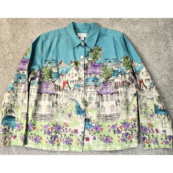 Christopher & Banks Jackets & Blazers - Christopher & Banks Jacket Village in Spring All Over Print Artsy Cotton Size XL
